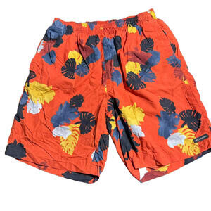 Columbia Big Dippers Water Short Mens M Medium Orange Hibiscus 8” Inseam